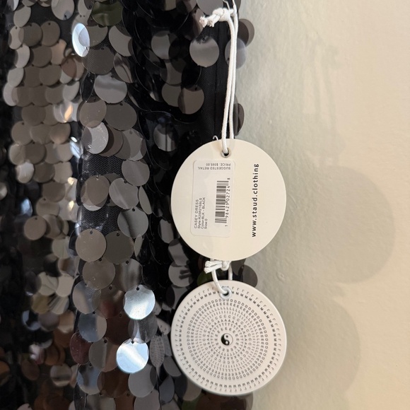 STAUD Casey Paillette Strapless Dress in Black 0 2 - Picture 5 of 10